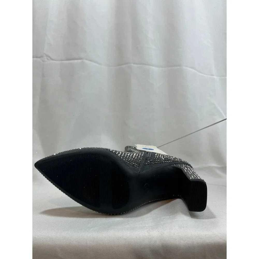 A New Day Women Black Rhinestone Pointed Toe Block Heel Ankle Boots‎ Size 7 NWT
